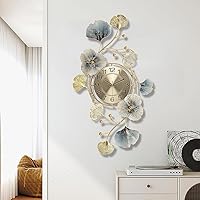 Wall Clock Living Room Large Modern Living Room Decoration, 3D Ginkgo Leaf Art Clock, Wall Clocks Kitchen Without Ticking Noise, Clock Wall Metal Creative for 3D Art Wall Decoration (Colour: 18.8 x