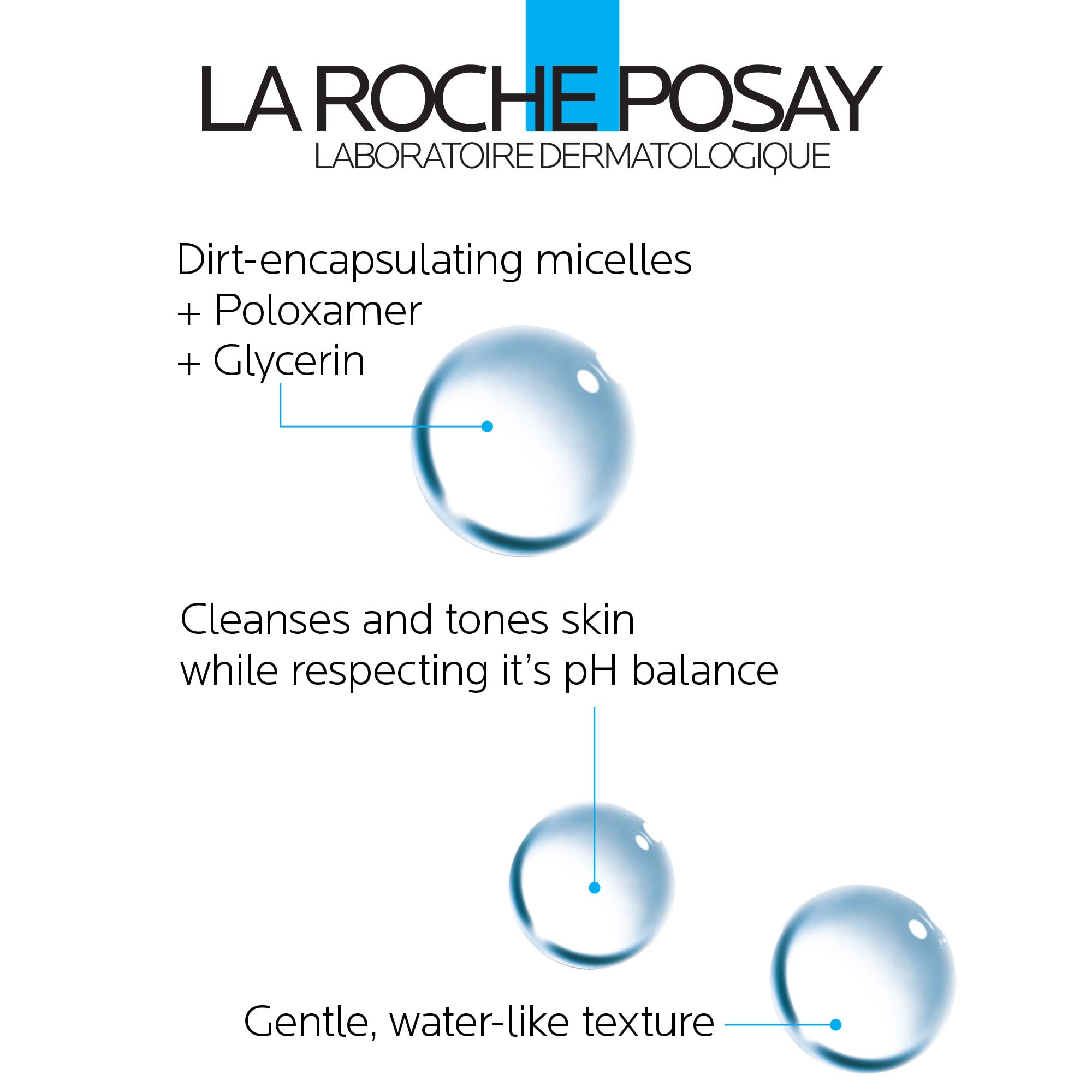 La Roche-Posay Micellar Cleansing Water for Sensitive Skin, Micellar Water Makeup Remover, Cleanses and Hydrates Skin, Gentle Face Toner, Oil Free and Alcohol Free