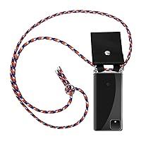 Mobile Phone Chain Compatible with Google Pixel 4 XL in Orange Blue White - Silicone Protective Cover with Silver Rings, Cord Strap and Detachable case