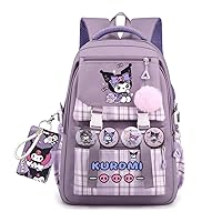 Kawaii Japanese Backpack, Cute Cartoon Book Bags For Girls Boys Anime Backpacks with Pins For Womens Outdoor Travel Laptop Bookbags-PURPLE