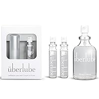 Uberlube Silicone Lube - Silver Travel Kit 15 ml, 2 Refill, 55 ml Bottle Unscented Silicone Lubricant Personal Lubrication Latex-Safe Sex Lube for Couples, Anal Lube, Works Underwater, 3.3 fl oz Total