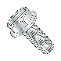 Small Parts 1412FSW Steel Thread Cutting Screw, Zinc Plated Finish, Hex Washer Head, Slotted Drive, Type F, 1/4
