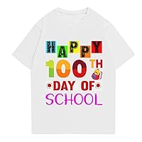 100 Days of School Costume Women Letter Print Graphic Tee 100 Days of School Shirt Teacher Gift Tops Comfy Tee