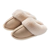Womens Slippers Memory Foam Slippers Fluffy Slippers Warm Soft House Slippers for Women Non-Slip Indoor Outdoor