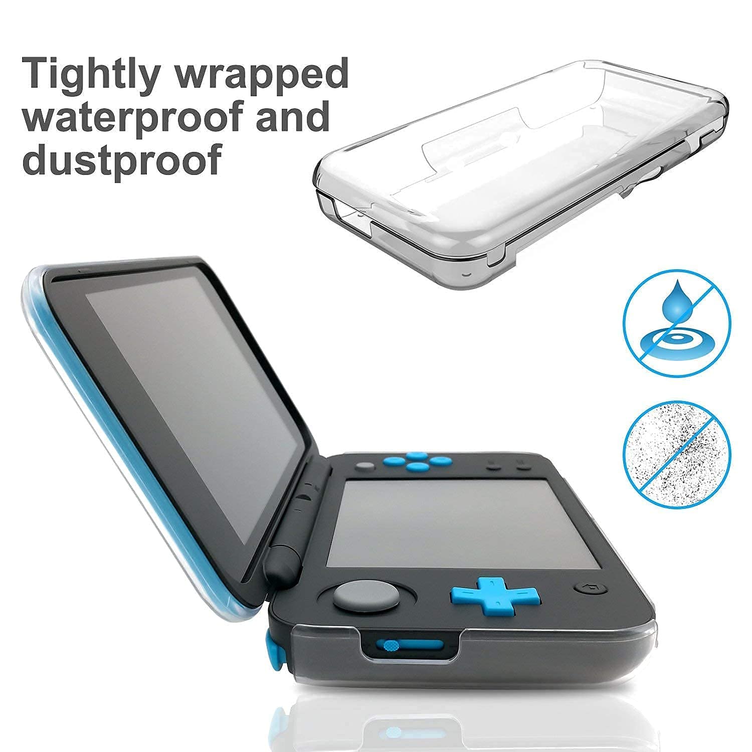 Crystal Clear Case for New Nintendo 2DS XL and for New Nintendo 2DS XL with Stylus,2 Screen Protector Film and 8 pcs Game Card Cases