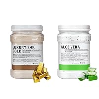 Jelly Mask Hydrating Deep Cleaning Detoxing Healing and Relaxing Premium Modeling Rubber For Facials Professional Set - 2 Treatments (24K Gold,Barbados aloe)