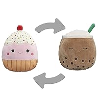 Squishmallows Flip-A-Mallows 12-Inch Brown Boba Tea and Pink Cupcake Plush - Add Bernice Clara to Your Squad, Ultrasoft Stuffed Animal Medium-Sized Toy, Official Kelly Toy