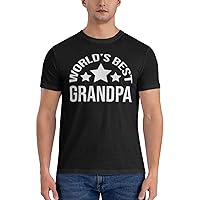 Men's Cotton T-Shirt Tees, World's Best Grandpa Graphic Fashion Short Sleeve Tee S-6XL