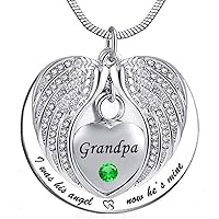 Angel Wing Memorial Keepsake Ashes Urn Pendant Necklace,I was His/Her Angel Now He's/She's Mine Cremation Jewelry for Grandpa