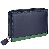Leather Zip-Around Medium Purse/Wallet, Midnight, One Size, Contemporary