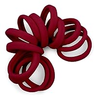 Seamless Hair Ties - Burgundy - Extra Gentle Soft and Stretchy Nylon Fabric Ponytail Holders - 12 Count