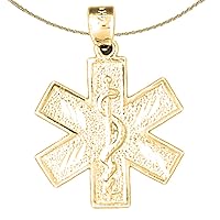 14K Yellow Gold Star of Life Symbol Pendant with 18