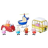 Peppa Pig Toys Peppa's Little Vehicle Set, Includes Helicopter, Camper, and Car Toys and 5 Peppa Pig Figures, Preschool Toys for 3 Year Olds and Up (Amazon Exclusive)