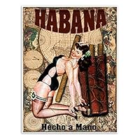 Cuban Cigar Pinup Girl Travel Print Ad | Vintage Style Tobacco Art Poster of Havana Cuba | measures 24 x 36 inches (610 x 915 mm)