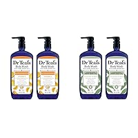 Dr Teal's Body Wash with Pure Epsom Salt, Glow & Radiance with Vitamin C & Citrus Essential Oils, 24oz (Pack of 2) and Cannabis Sativa Hemp Seed Oil, 24 fl oz (Pack of 2)