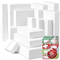 16 White Gift Wrap Boxes Bulk with Lids for Wrapping Extra Large Clothes and 80 Count Christmas Tag Stickers(Assorted size for Shirts, Robes, Coats, Sweaters, clothing and xmas Holiday Present)