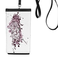 Japan Ninja Sakura Art Phone Wallet Purse Hanging Mobile Pouch Black Pocket