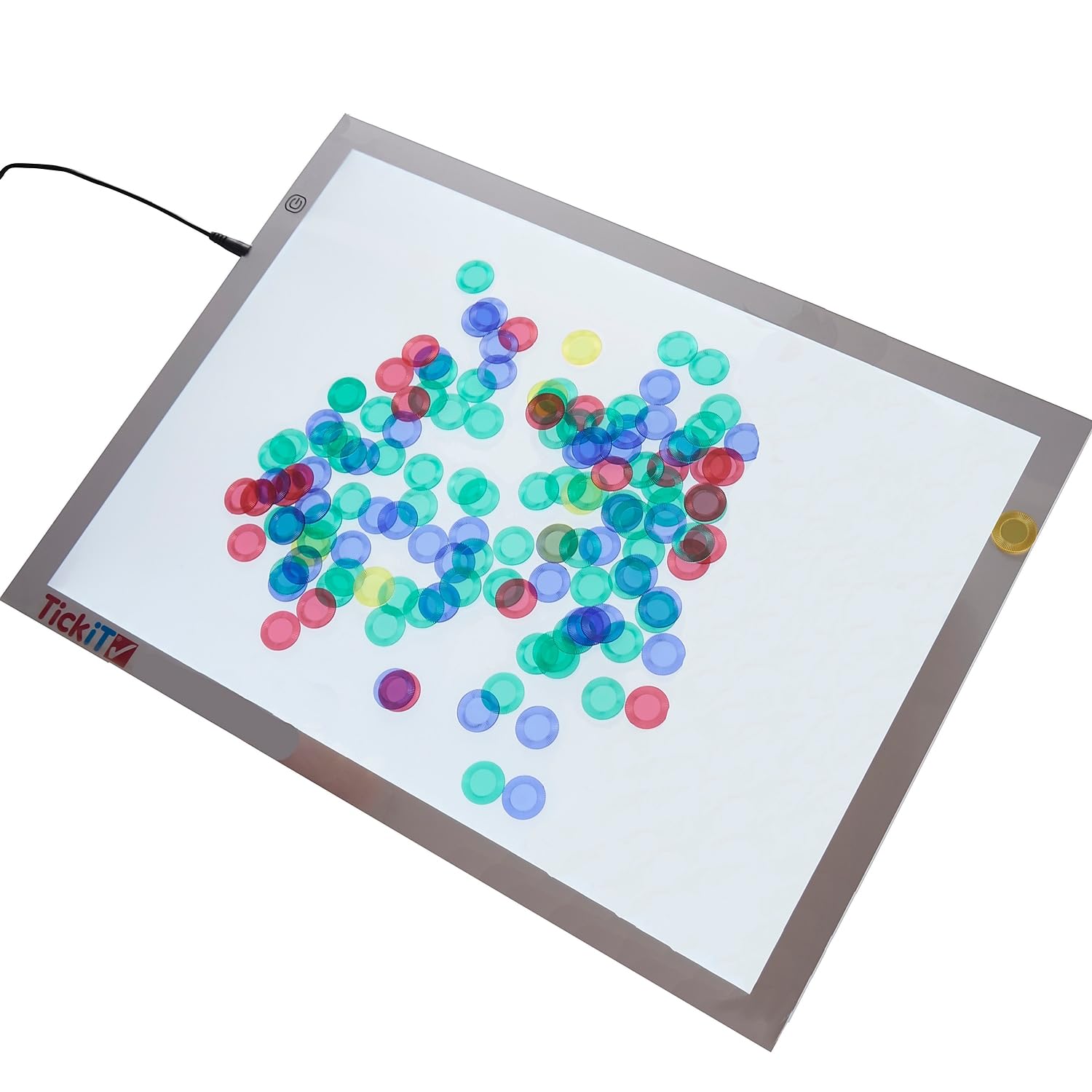 TickiT Ultra Bright LED Light Panel - In Home Learning Supplies for Sensory Play - Adjustable Brightness - Color and Shape Exploration on a Light Box