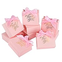 KPOSIYA Small Gift Bags, 50 Pack Small Thank You Bags 4.5x1.8x3.9 Inches Party Favor Bags Pink Paper Gift Bags Candy Bags with Bow Ribbon,Mini Gift Bags for Wedding Baby Shower Birthday Bridal