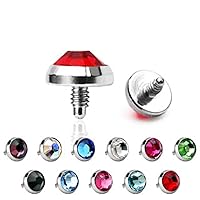 Dermal Anchor Top Body Jewelry Flat Gem 16g Surgical 3mm,4mm,5mm (Clear 5mm)