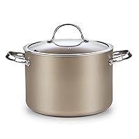 Cooks Standard Hard Anodized Ceramic Nonstick 8-Quart Stock pot with Glass Lid, Classic Induction Large Cooking Gumbo Pot, Ollas de Cocina, Bronze