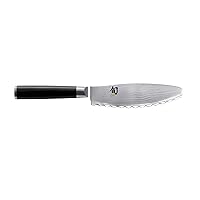Classic 6-inch Ultimate Utility Versatile, Multifunction Knife with Proprietary VG-MAX Cutting Core and Stainless-Steel Damascus Cladding Handcrafted in Japan by Highly-Skilled, 6 Inch,Black