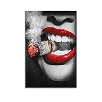 Vintage Black&white Posters Women Red Lips USD Smoking Canvas Painting Modern Home Decor (2) Canvas Wall Art Prints for Wall Decor Room Decor Bedroom Decor Gifts 24x36inch(60x90cm) Unframe-style-6