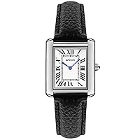 rorios Vintage Couple Watches Analogue Quartz Wrist Watch Women Men Rectangular Watch Elegant Stainless Steel Watch Fashion Simple Watch with Leather Strap