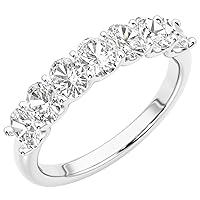 PEORA 7-Stone Oval Lab Grown Diamond Half-Eternity Band for Women 14K Gold, 0.84 Carat total, E-F Color, VS Clarity, Wedding Anniversary Stackable Ring, Sizes 4 to 10