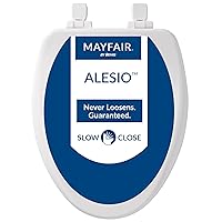 MAYFAIR 1864SLOWA 000 Alesio II Toilet Seat will Slow Close, Never Loosen and Provide the Perfect Fit, ELONGATED, Highly Stylized Durable Enameled Wood, White