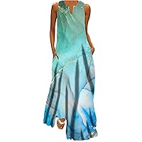 Ceboyel Womens Floral Summer Maxi Dress Flowy Casual Sundress Sleeveless Long Dresses Trendy Boho Ladies Clothing 2023