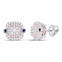 The Diamond Deal 10kt Two-tone Gold Womens Round Diamond Square Halo Earrings 1/2 Cttw