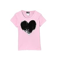 Front Graphic Girls Pink Short Sleeve with Black Heart