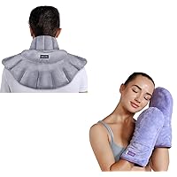 REVIX Microwavable Heating Pad for Neck Shoulders and Microwavable Heating Mittens 1 Pair for Hand and Fingers to Relieve Arthritis Pain, Microwave Heated Neck Wrap with Moist Heat,