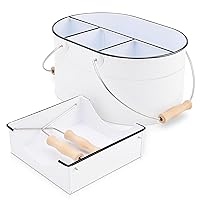 Large White Utensil Caddy,2 Handles Provide Better Balance, Holder for Silverware,Condiment,Flatware,Suitable for Indoor and Outdoor(Include a Napkin Caddy)