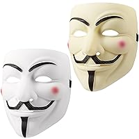  Gmasking PVC V for Anonymous Guy Fawkes Halloween Party Mask 2  Pieces (Yellow,White) : Toys & Games