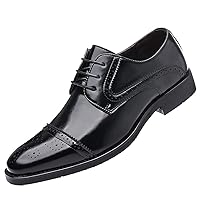 Men's Oxford Shoes Semi-Brogue Formal Leather Wingtip Dress Derby for Men
