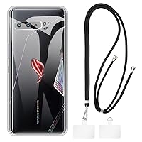 Asus ROG Phone 3 ZS661KL Case + Universal Mobile Phone Lanyards, Neck/Crossbody Soft Strap Silicone TPU Cover Bumper Shell for Asus ROG Phone III i003DD (6.59”)