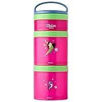 Whiskware Disney Princess Stackable Snack Containers for Kids and Toddlers, 3 Stackable Snack Cups for School and Travel, Mulan and Cri-Kee