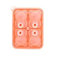 4-cell bear ice cube mold, cute bear ice cube making mold, suitable for making frozen cocktails, whiskey, milk tea (three colors) using container trays in refrigerators orange