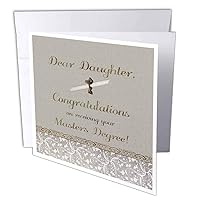3dRose Daughter Congratulation, Masters Degree, Diploma, Flowers, Tan, Gold - Greeting Card, 6 by 6-inch (gc_282174_5)