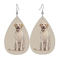 Labrador Dog Women'S Leather Earrings Lightweight Drop Shape Girls Fashion Labrador Dog Earrings Pendants