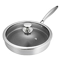 Frying Pan With Lid New 27.6cm Nonstick Pan with Lid Stainless Steel Non-stick Fry Pan Saucepan Stockpot Fast Heat-up Food Cooker Kitchen Product