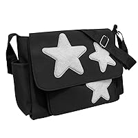 Messenger Bag for Women Star Design Large Capacity Adjustable Cute Messenger Bag with Side Pockets Zippered Shoulder Bags for School Office Travel Cute Messenger Bag