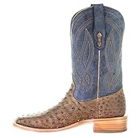 Corral Boots Mens Ostrich Embroidered Square Toe Casual Boots Mid Calf - Blue, Brown