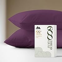 Mayfair Linen Queen Size Pillow Cases Set of 2-100% Pure Cotton Pillowcases, 600 Thread Count Egyptian Cotton Quality, Soft, Breathable, Cool, Sateen Weave, Plum Pillow Case Cover