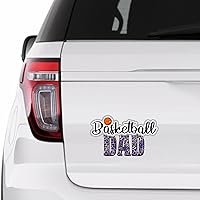 Basketball Dad Sticker, Leopard Print Basketball Vinly Decal for Cars Laptops, Windows, Walls, Fridge, Toilet and More - Sport Theme Stickers 6in