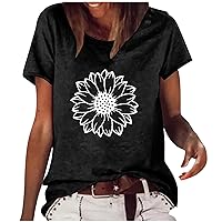 Vintage Floral T-Shirts for Women Y2K Sunflower Graphic Tees Summer Comfort Crewneck Blouses Loose Fit