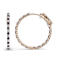 Blue Sapphire & Natural Diamond Inside-Out Hoop Earrings 2.77 ctw 14K Rose Gold
