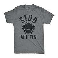Mens Stud Muffin T Shirt Funny Graphic Tee for Guys Novelty Dad Joke Top
